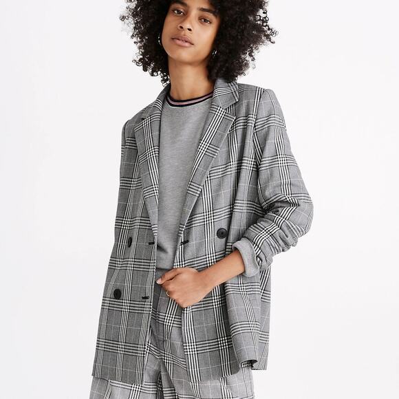 MADEWELL Caldwell Double-Breasted Blazer in Plaid US MEDIUM - Picture 1 of 11